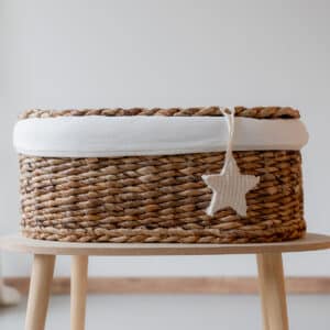 Draagmand Abaca met plat deksel - Puur - Maat Klein 30cm (baby max. 22cm)