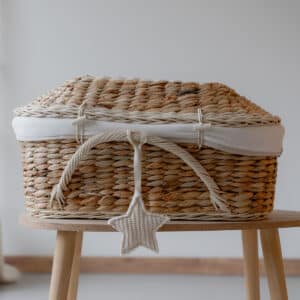 Draagmand waterhyacint met bol deksel - Puur - Maat Klein 30cm (baby max. 28cm)